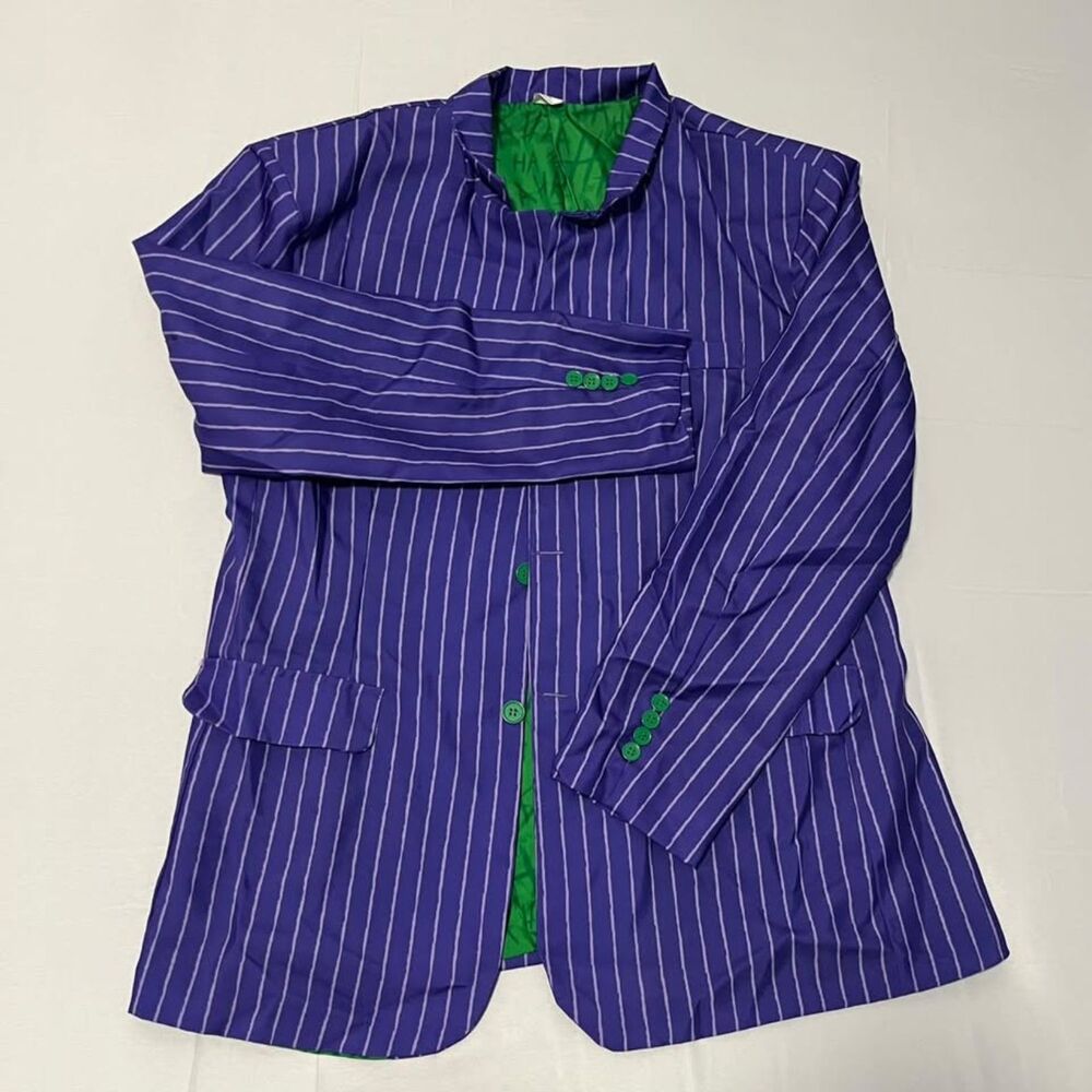 Spirit Halloween Joker Suit XL Purple Pinstripe Jacket Pants Green Tie